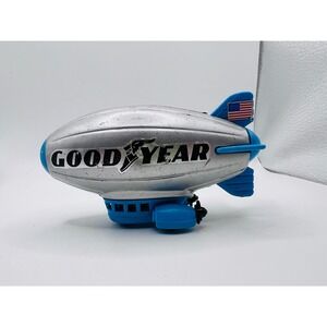 Vintage Buddy L Goodyear Blimp Toy Silver Metal Body Broken Wing Pull Back Toys